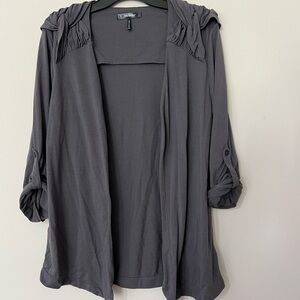 Daisy Fuentes Gray Open-Front Cardigan